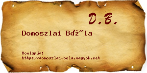 Domoszlai Béla névjegykártya